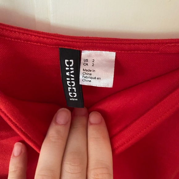 H&M bodycon dress - red with white and black stripes down side - Picture 3 of 7